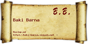 Baki Barna névjegykártya